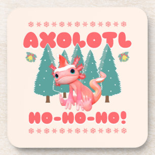 Funny Merry Christmas Axolotl Ho-Ho-Ho! Coaster
