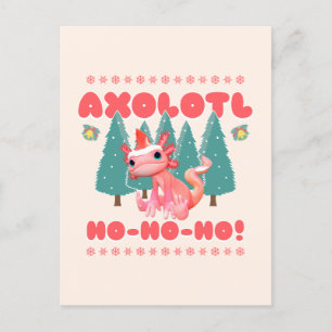 Funny Merry Christmas Axolotl Ho-Ho-Ho! Holiday Postcard