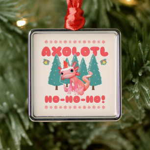 Funny Merry Christmas Axolotl Ho-Ho-Ho! Metal Ornament