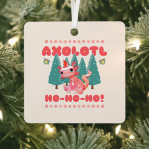 Funny Merry Christmas Axolotl Ho-Ho-Ho! Metal Tree Decoration