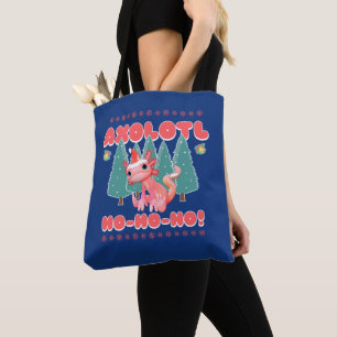 Funny Merry Christmas Axolotl Ho-Ho-Ho! Tote Bag