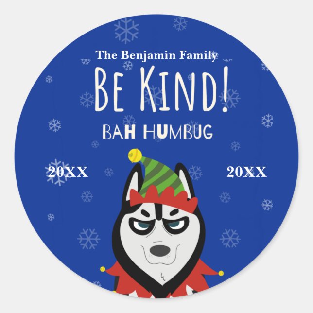 Funny Merry Christmas Bah Humbug Holiday Classic Round Sticker (Front)