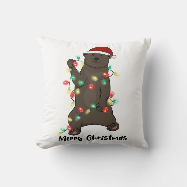 Funny Merry Christmas Bear Cushion (Front)