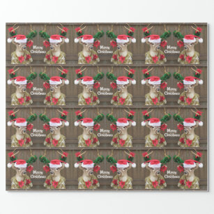 Funny Merry Christmas Buck Whitetail Deer Wrapping Paper