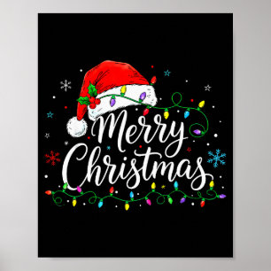 Funny Merry Christmas Cute Santa Hat Xmas Matching Poster