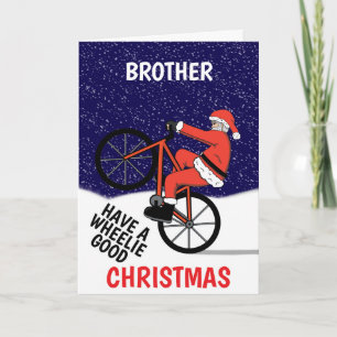Funny Merry Christmas Cycling Santa Card