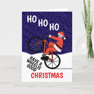 Funny Merry Christmas Cycling Santa Holiday Card
