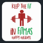 Funny Merry Christmas Fitmas Pun Trainer Square Sticker<br><div class="desc">Keep The Fit in Fitmas - A funny sticker for the person who dedicates their life to fitness or trying to lead a healthy lifestyle. This is also a great Christmas gift for a personal trainer or coach. a funny and festive Christmas sticker that can be used to seal Christmas...</div>
