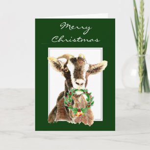 Funny Merry Christmas from Old Goat  Animal, Holiday Card