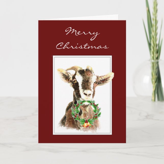 Funny Merry Christmas from Old Goat Nice List Holiday Card (Front)