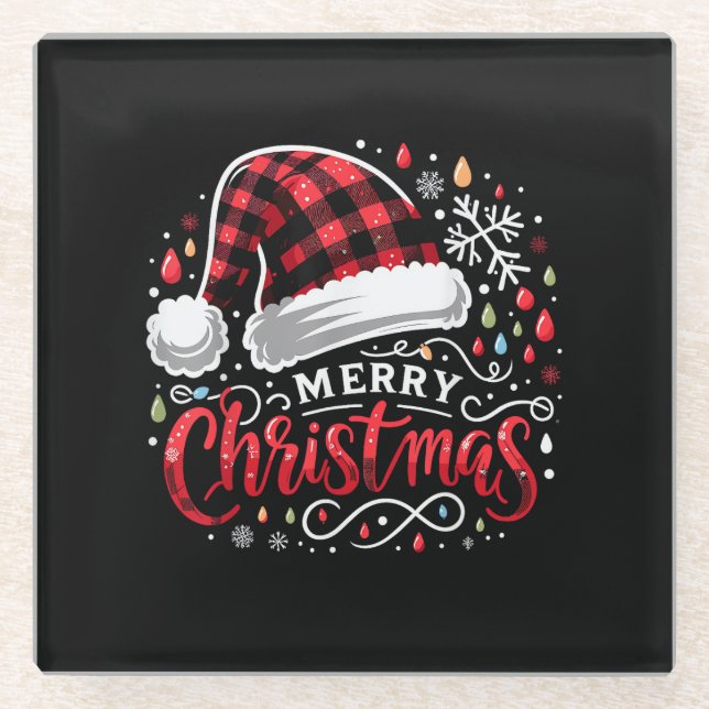 Funny Merry Christmas Glass Coaster (Front)