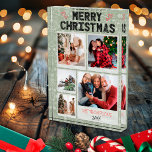 Funny Merry Christmas Green 5 Photo Family Xmas<br><div class="desc">Looking for Christmas gifts for wife / Christmas gifts for husband? Look at our Funny Merry Christmas Green Doodles 5 Photo Family Xmas Photo Block! This funny personalised acrylic glass photo block features funny Christmas doodles. You can personalise the family name and add 5 photos.</div>