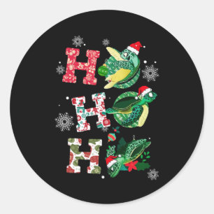 Funny Merry Christmas HO HO HO Turtle Santa Classic Round Sticker