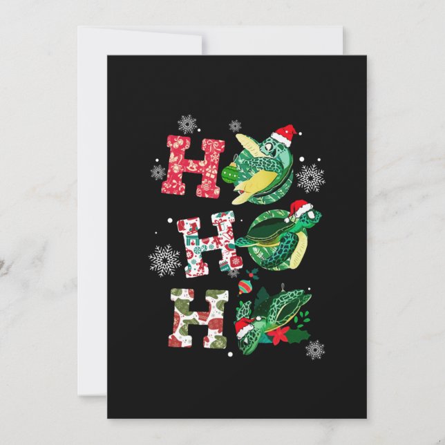 Funny Merry Christmas HO HO HO Turtle Santa Invitation (Front)