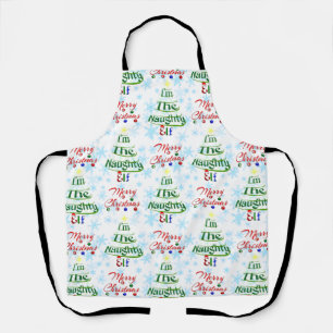 Funny Merry Christmas Holiday Naughty Elf Apron