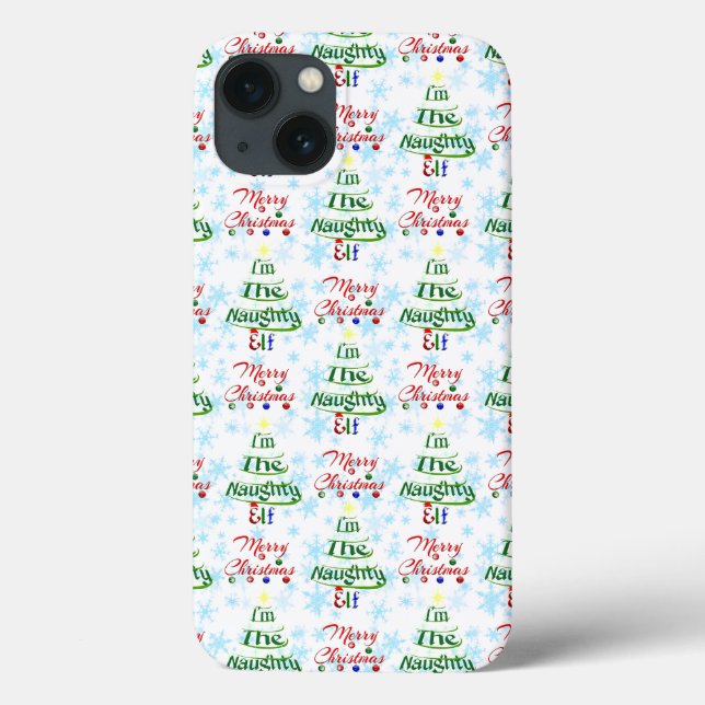 Funny Merry Christmas Holiday Naughty Elf Case-Mate iPhone Case (Back)
