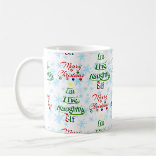 Funny Merry Christmas Holiday Naughty Elf Coffee Mug