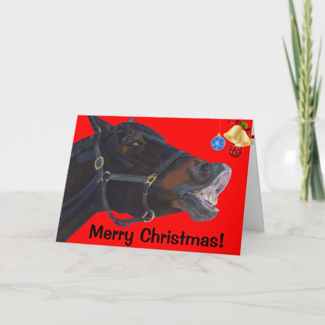 Funny Merry Christmas Horse Card (Front)