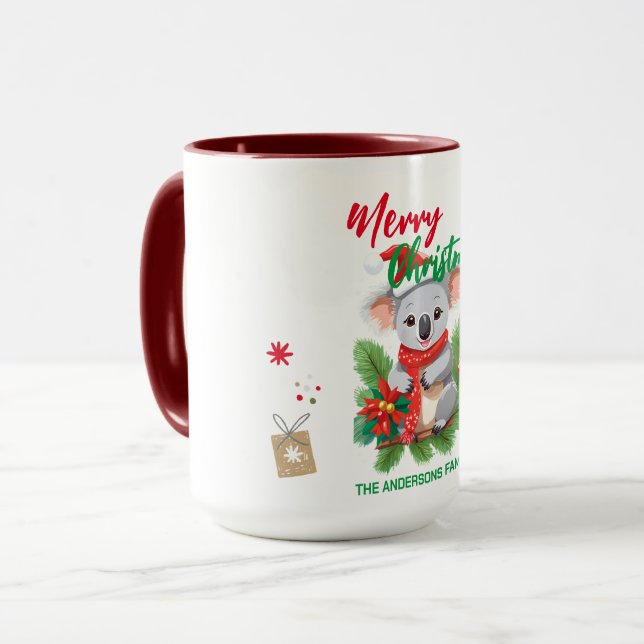 Funny merry christmas Koala Santa red and green Sc Mug (Front Left)