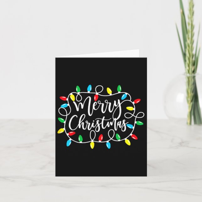 Funny Merry Christmas Lights Xmas Family Men Women Card (Front)