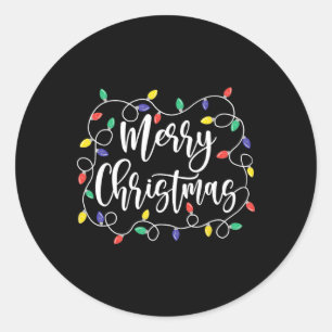 Funny Merry Christmas Lights Xmas Family Men Women Classic Round Sticker