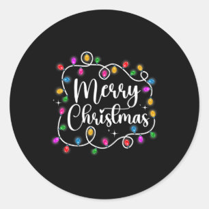 Funny Merry Christmas Lights Xmas Family Men Women Classic Round Sticker