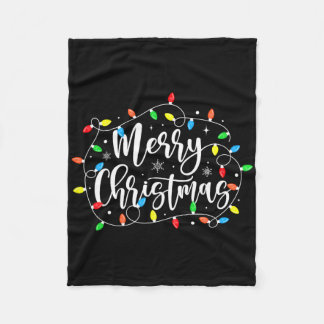 Funny Merry Christmas Lights Xmas Family Men Women Fleece Blanket
