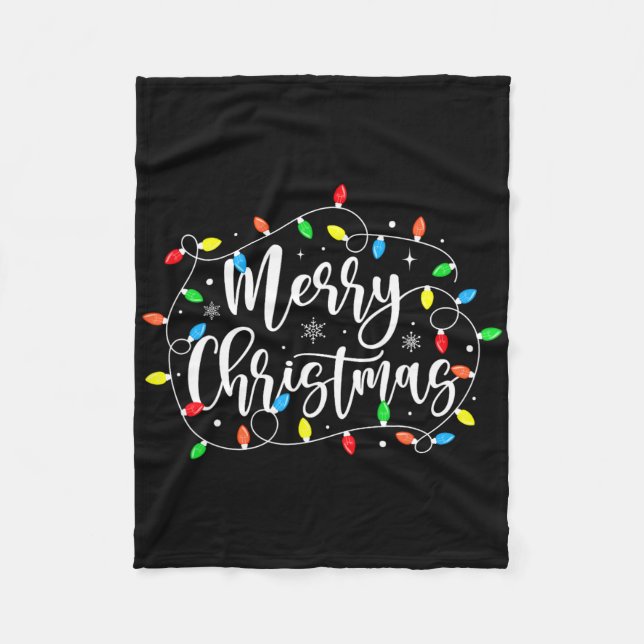 Funny Merry Christmas Lights Xmas Family Men Women Fleece Blanket (Front)