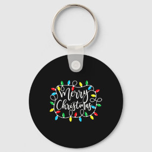 Funny Merry Christmas Lights Xmas Family Men Women Key Ring