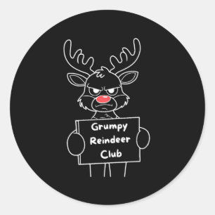 Funny Merry Christmas Mpy Reindeer Club Festive Re Classic Round Sticker