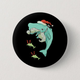 Funny Merry Christmas Ocean Whale Santa Claus 6 Cm Round Badge