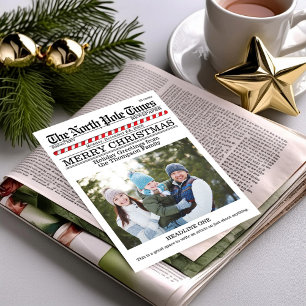 Funny Merry Christmas One Photo North Pole News  Holiday Card