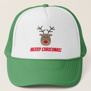 Funny Merry Christmas party hat with cute reindeer