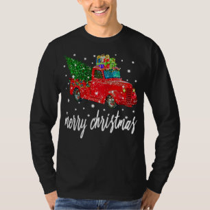 Funny Merry Christmas Red Truck Tree T-Shirt