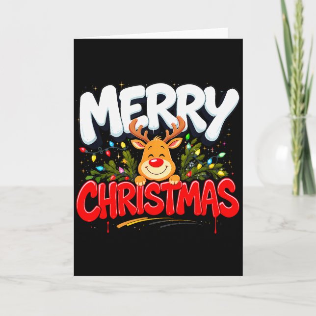 Funny Merry Christmas Reindeer Xmas Family Men &am Card (Front)