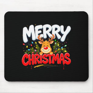 Funny Merry Christmas Reindeer Xmas Family Men &am Mouse Pad