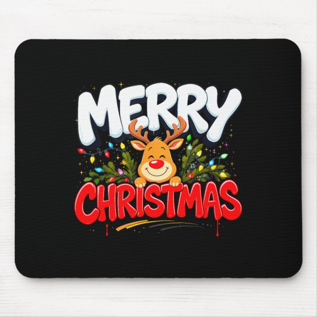 Funny Merry Christmas Reindeer Xmas Family Men &am Mouse Pad (Front)