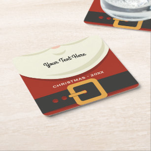 Funny Merry Christmas Santa Claus Suit Custom Square Paper Coaster