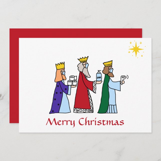 Funny Merry Christmas Three Kings Greeting Holiday Card (Front/Back)