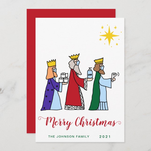 Funny Merry Christmas Three Kings Greeting Holiday Card (Front/Back)