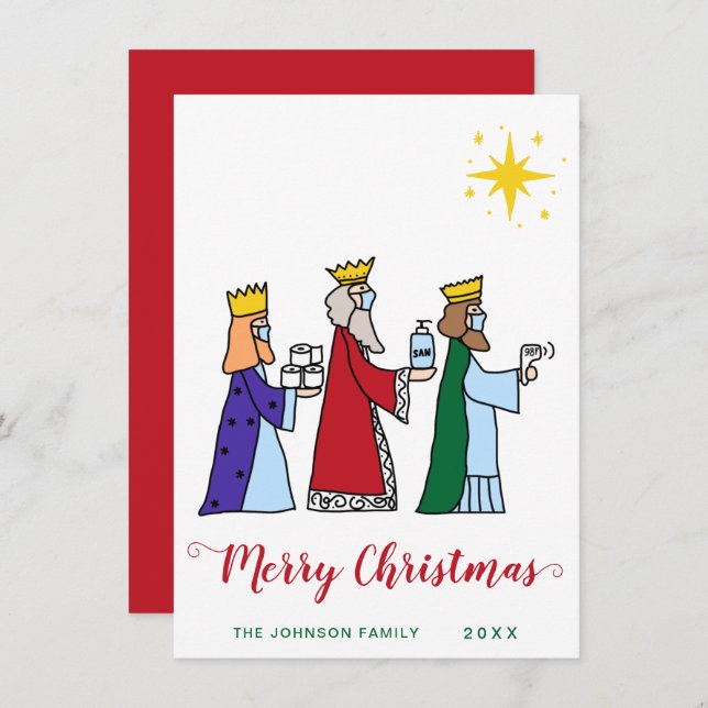Funny Merry Christmas Three Kings Greeting Holiday Card (Front/Back)