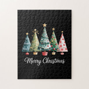 Funny Merry Christmas Trees Bow Santa Family Essen Jigsaw Puzzle