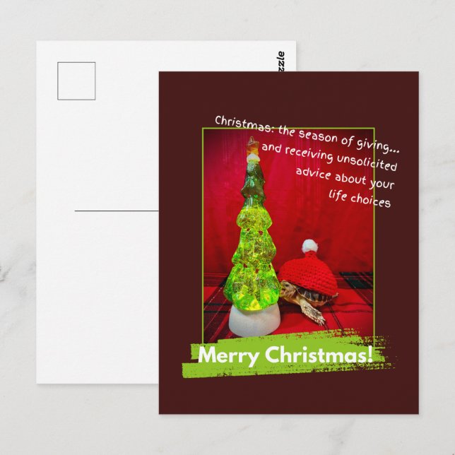 Funny Merry Christmas Unsolicited Advice Turtle Postcard (Front/Back)