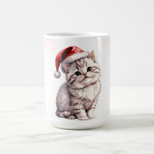 Funny Merry Christmas Wreath Cute Cat kitten Coffee Mug