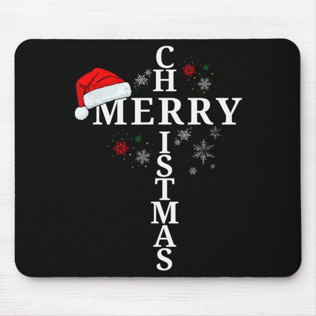 Funny Merry Christmas Xmas Cross Christian Snow  Mouse Pad (Front)