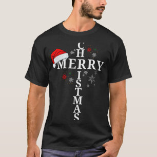Funny Merry Christmas Xmas Cross Christian Snow T-Shirt