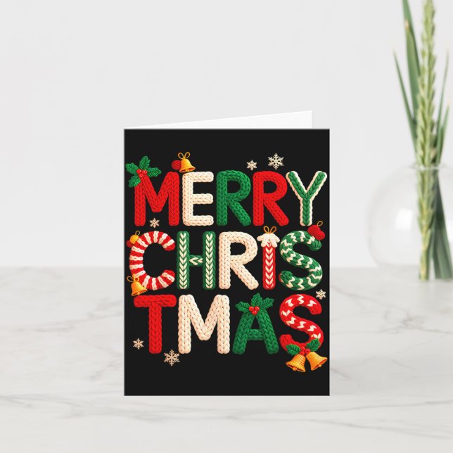 Funny Merry Christmas Yarn Crochet Knitting Quilte Card (Front)