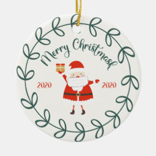 funny merry christmask, Quarantine 2020 Ceramic Ornament