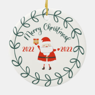 funny merry christmask, Quarantine 2021 Ceramic Ornament