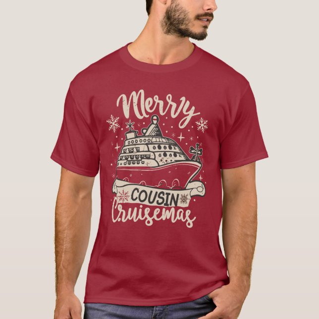 Funny Merry Cousin Cruisemas Xmas Boat Trip crew T-Shirt (Front)